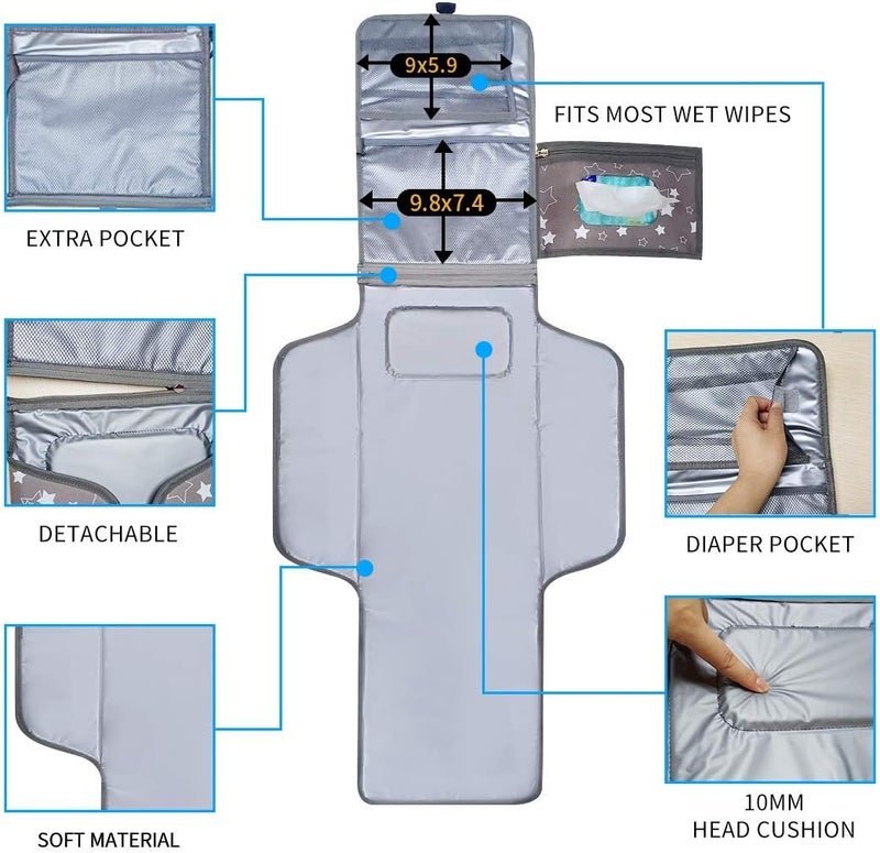 SPEENSUN Portable Changing Pad, Baby Portable Diaper Changing Pad for Boys and Girls - Image 5
